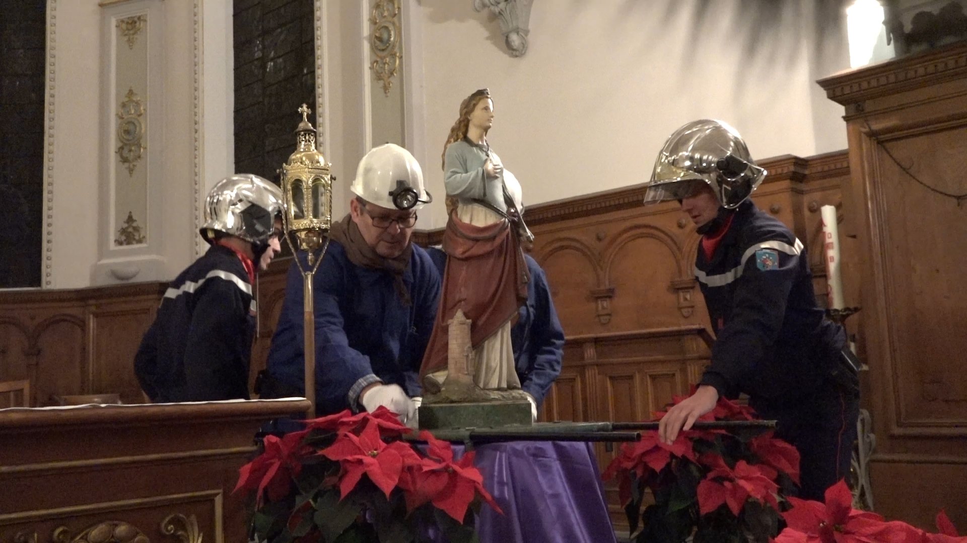 Fête de la Sainte Barbe, les sapeurspompiers et les anciens mineurs de