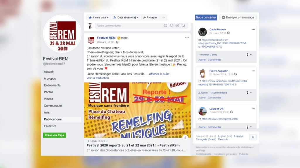 Festival REM : édition 2020 reportée