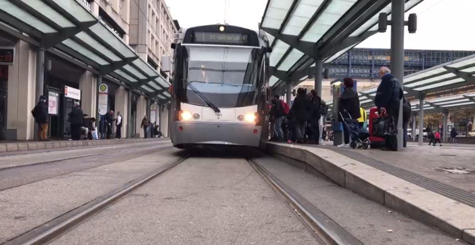 Le tram de retour en gare de Sarreguemines