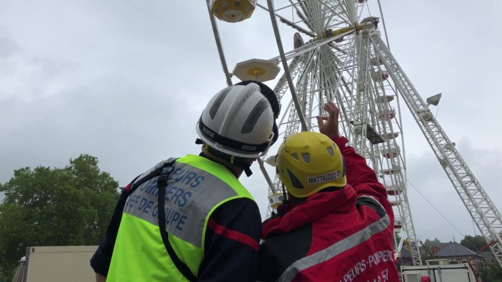 Les pompiers de Sarreguemines s’exercent sur la grande roue