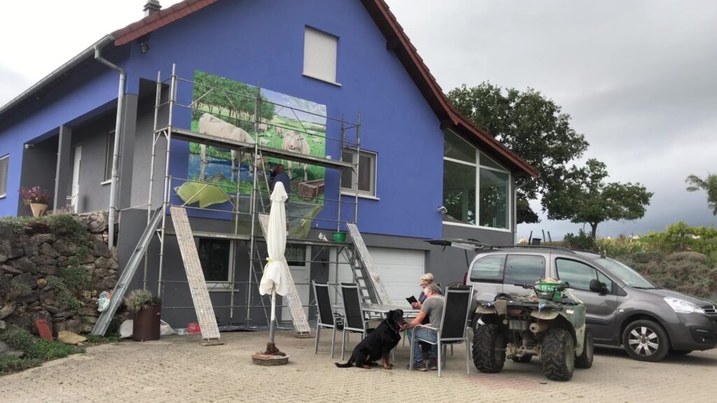 Philippe Degott réalise une peinture à Achen