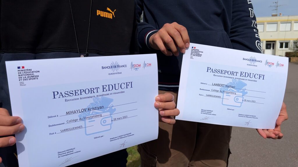Passeport EducFi : les élèves de 4e du collège du Himmelsberg récompensés