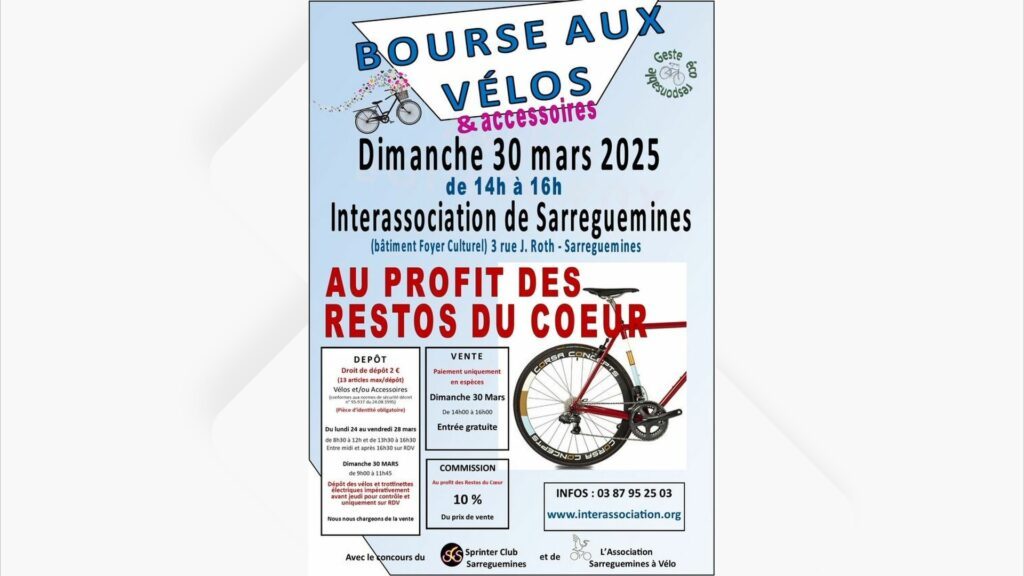 Bourse aux vélos et accessoires dimanche au foyer culturel de Sarreguemines
